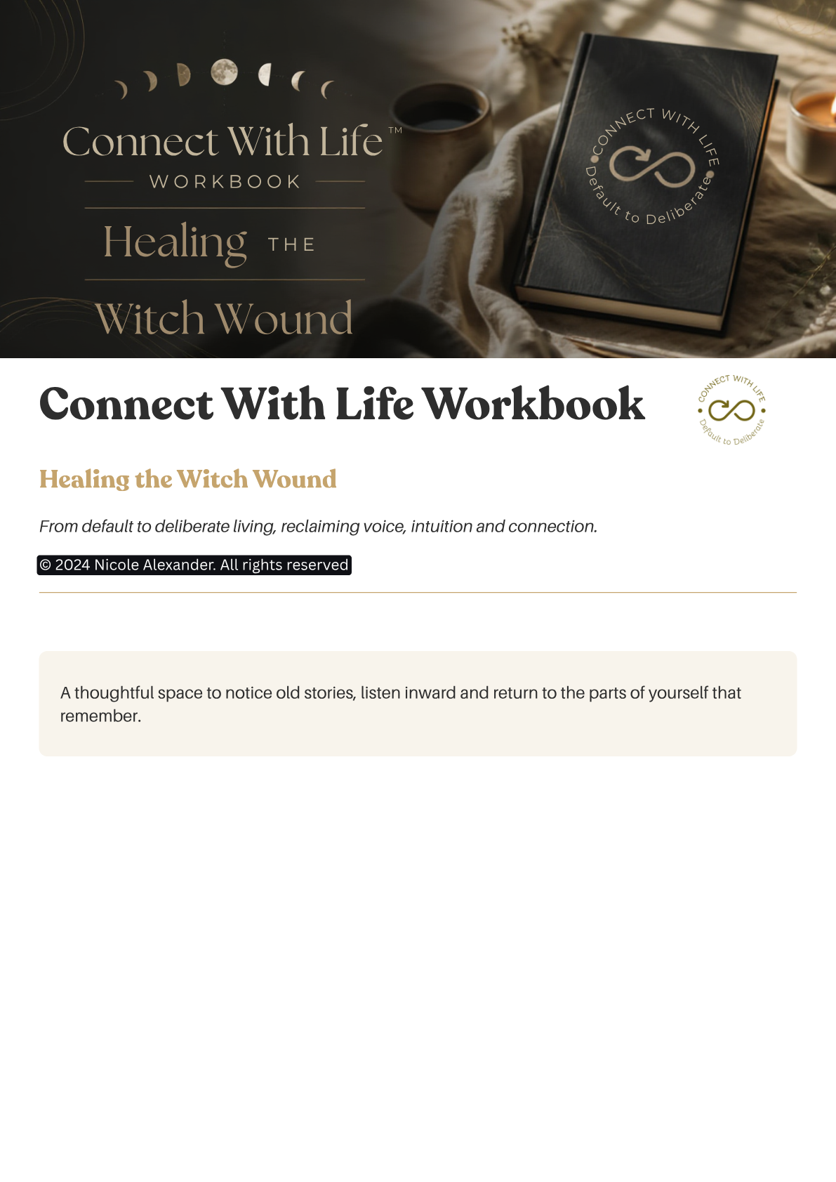 First page of the Healing The Witch Wound Workbook