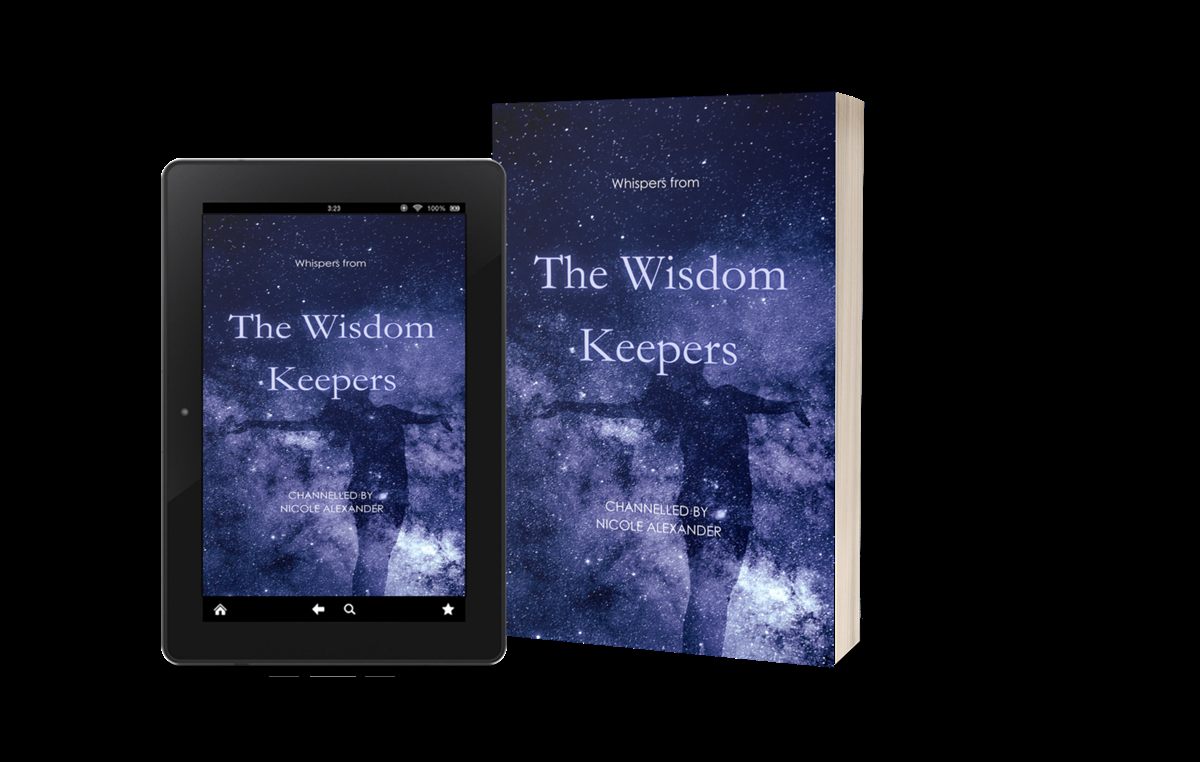 Whispers from The Wisdom Keepers book and ebook on a tablet